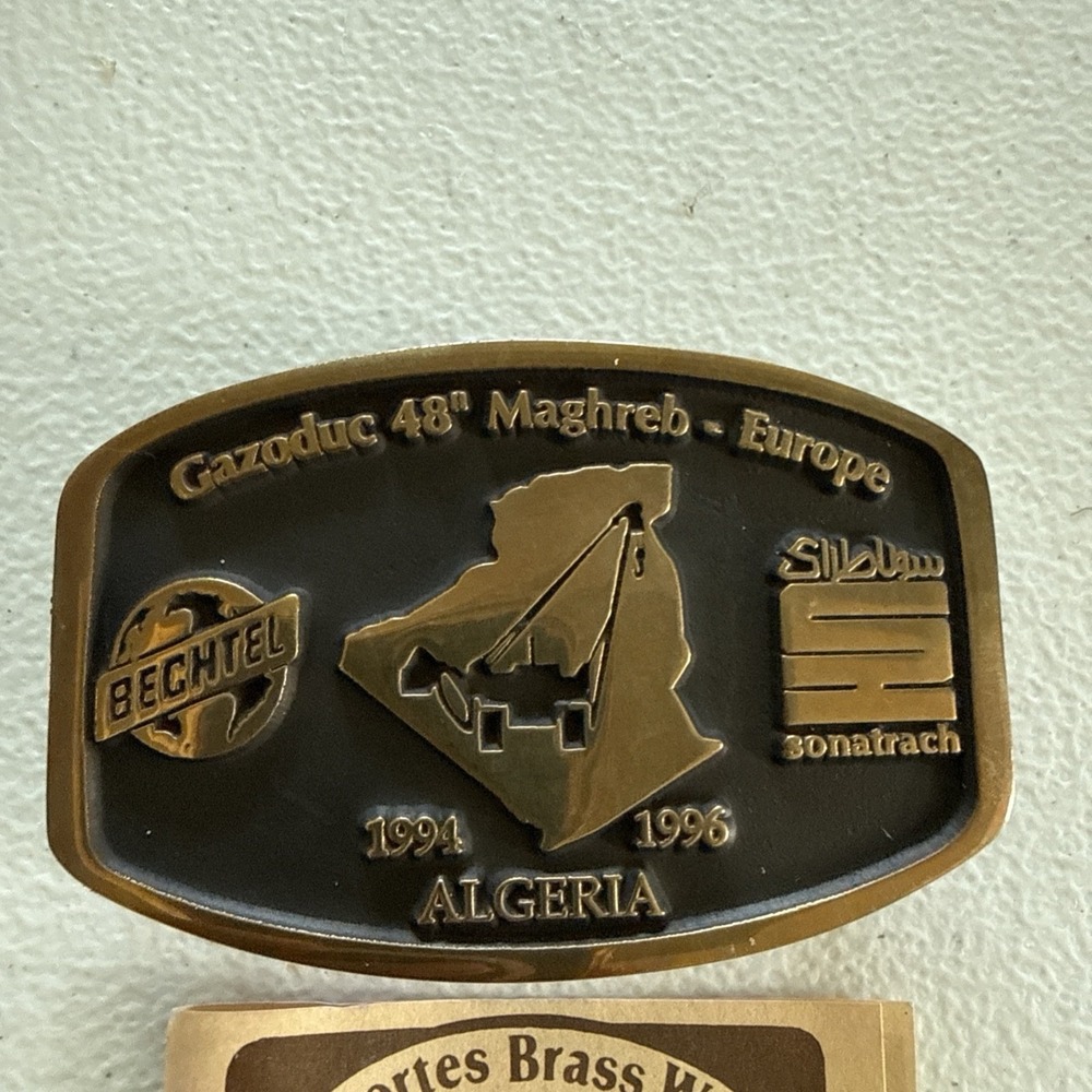 Bechtel Brass Belt Buckle Maghreb–Europe Gas Pipeline project 1994–96 Algeria - Picture 4 of 8
